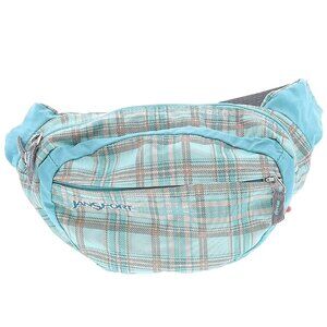 JanSport Belt Bag Pouch Teal Plaid Canvas Crossbody